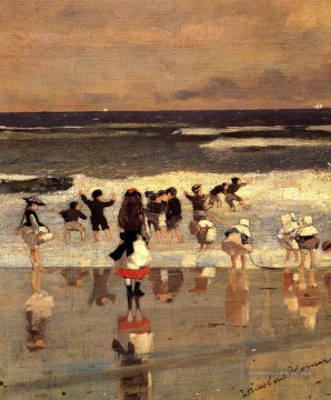  Surf Tableaux - Scène de plage aka enfants dans le surf Winslow Homer impressionnisme